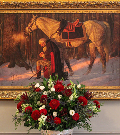 喬治·Washington在祈禱時跪著